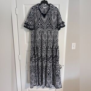 Chico's Navy and White Maxi Dress